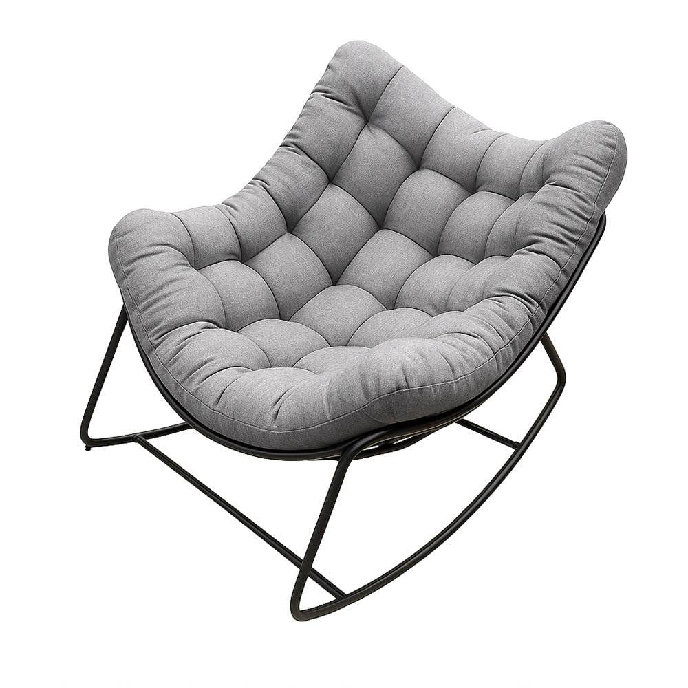 Silla Mecedora Mercy Gris con Cojín Acolchonado
