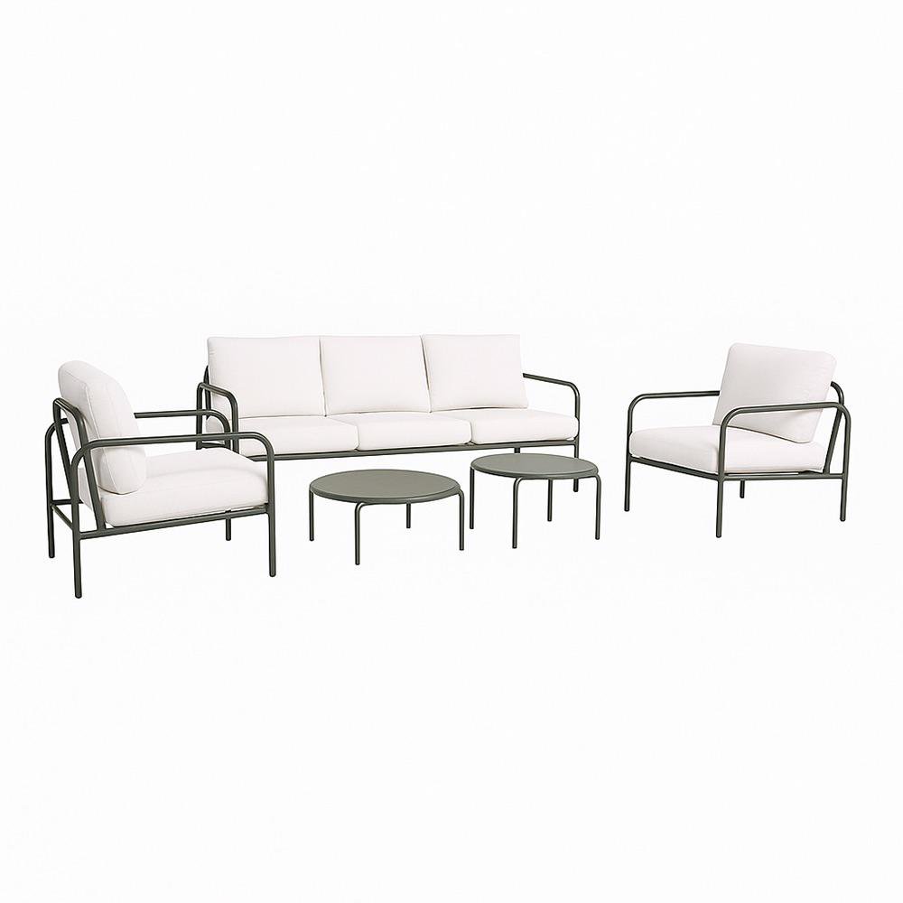 Set Margie Gris 5 Pzs Con Doble Mesa Redonda Set de 5 Piezas para Jardín Margie Gris