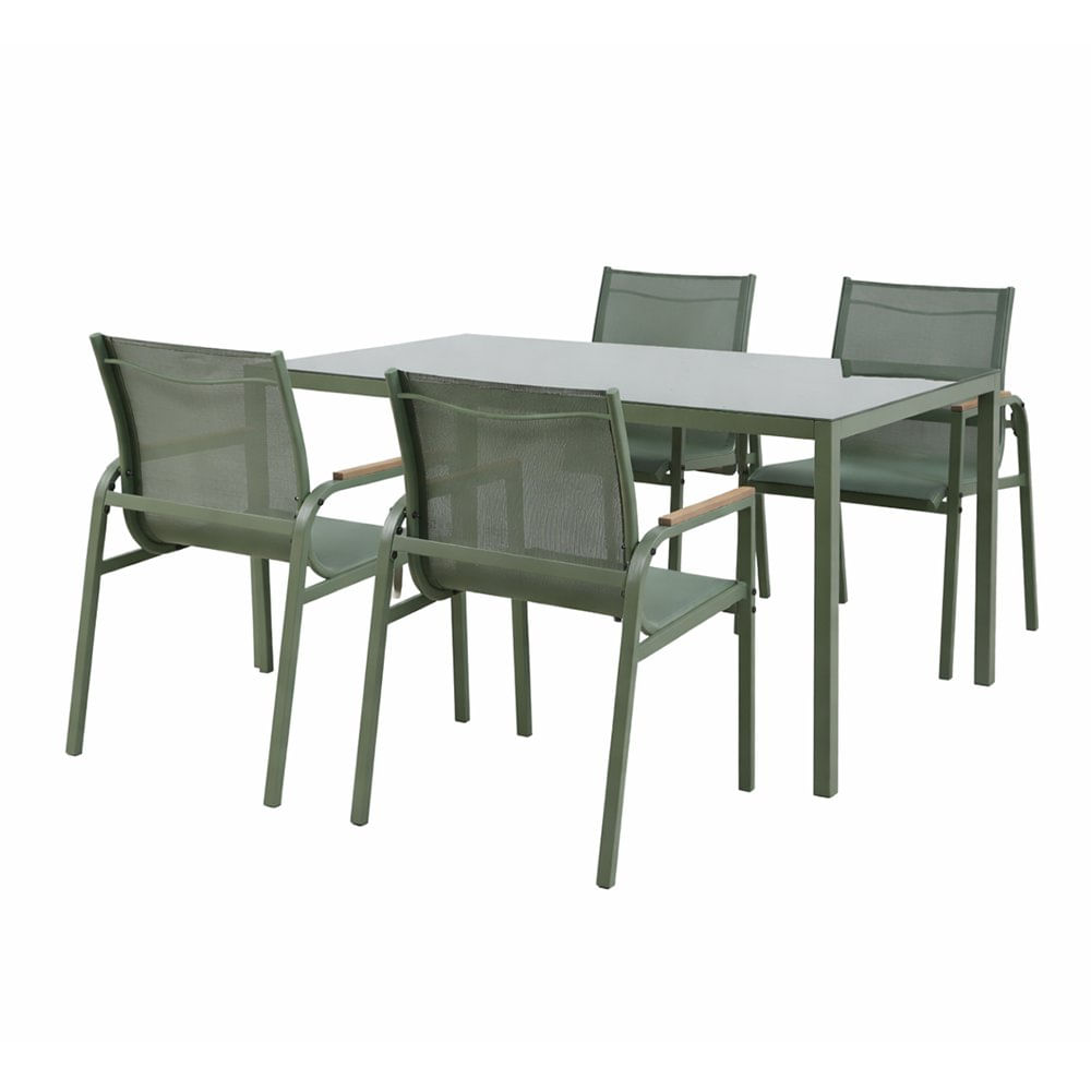 Set de Comedor de Acero Carl 5 Piezas Color Verde Set Comedor Exterior Acero Verde 5 Pzas.