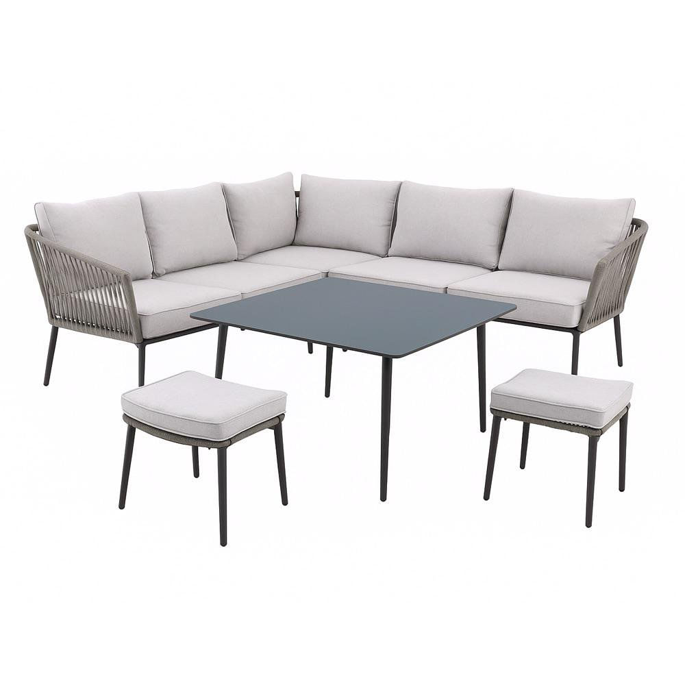 Set de Sala Esquinero Raul 5 Piezas Color Gris Set Esquinero Gris de 5 Piezas con Mesa