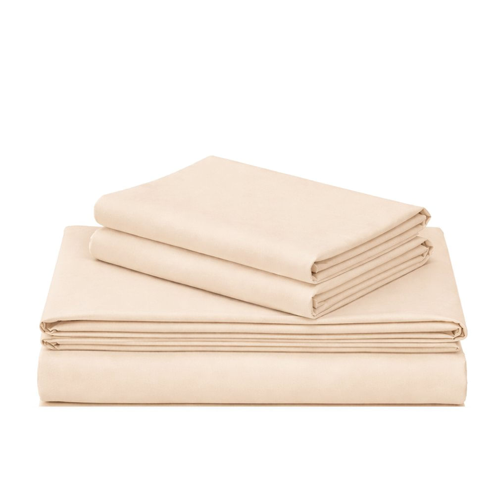Set de Sábanas Algodón de 300 Hilos con 4 Piezas Color Beige - Varios Tamaños King
