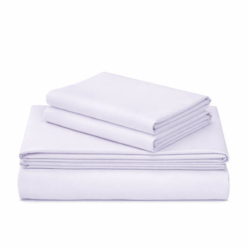 Set de Sábanas Algodón de 300 Hilos Lila, 4 Piezas - Varios Tamaños King