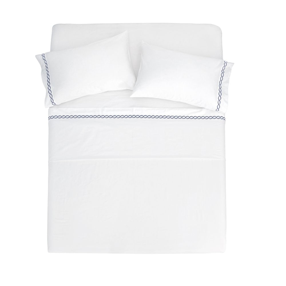Set Sábanas Bordado 300 Hilos Blanco - Varios Tamaños Queen