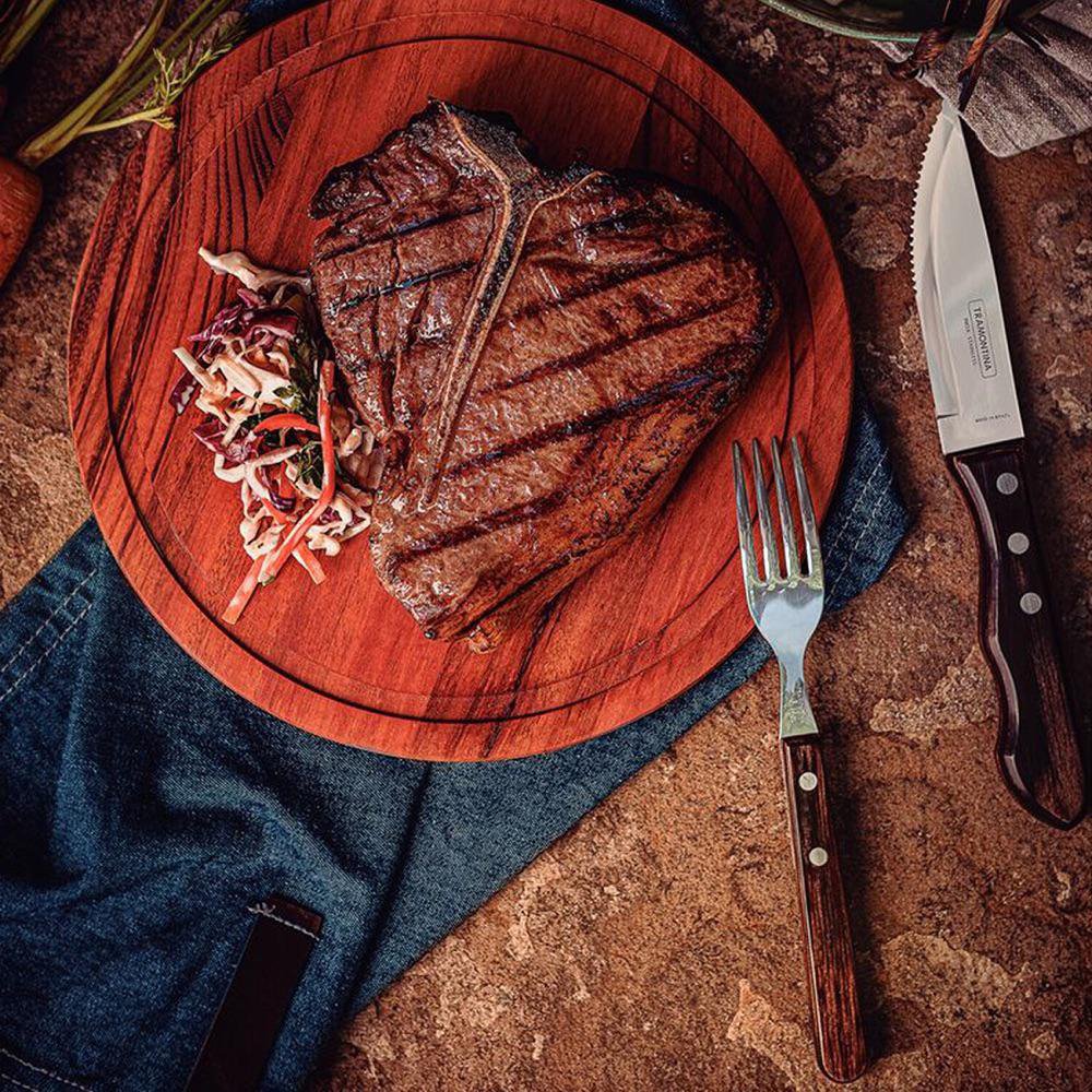 Set de 6 Tenedores para Churrasco con Mango Color Café
