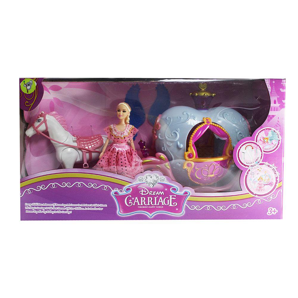 Carroza de Princesa Dream Carriage con Muñeca y Caballo 3+ Años Color Rosado Carroza de Pr…