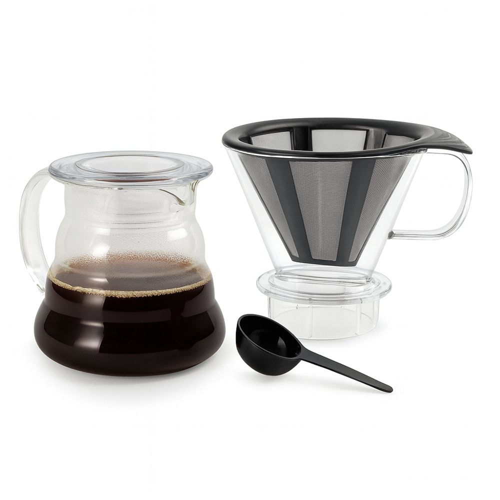 Cafetera Melior Pour Over de Jarra de Vidrio de 0.6 L y Filtro de Acero Inoxidable
