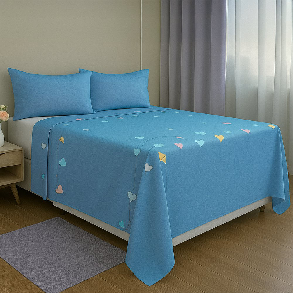 Set de Sábanas 3 Piezas Tamaño Imperial Diseño Corazones