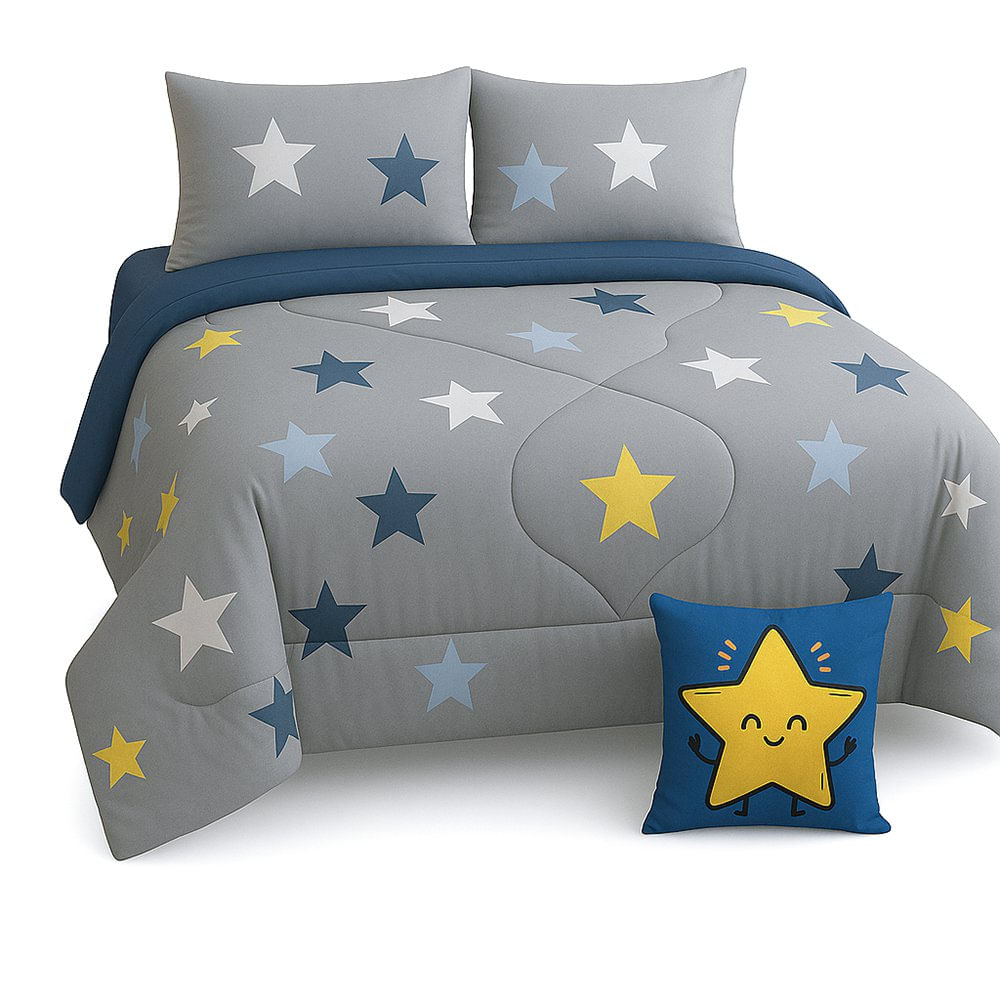 Set de Edredón 3 Piezas Diseño Estrellas Imperial