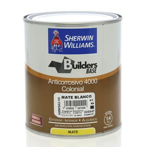 Builders Base Anticorrosivo 4000 Colonial Mate Blanco 1/4 Gal - Sherwin Williams