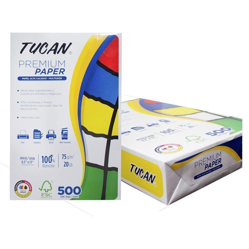 Resma de Papel Bond Premium Tamaño Oficio de 75 Gramos Papel Bond Premium Tucan Oficio 500…