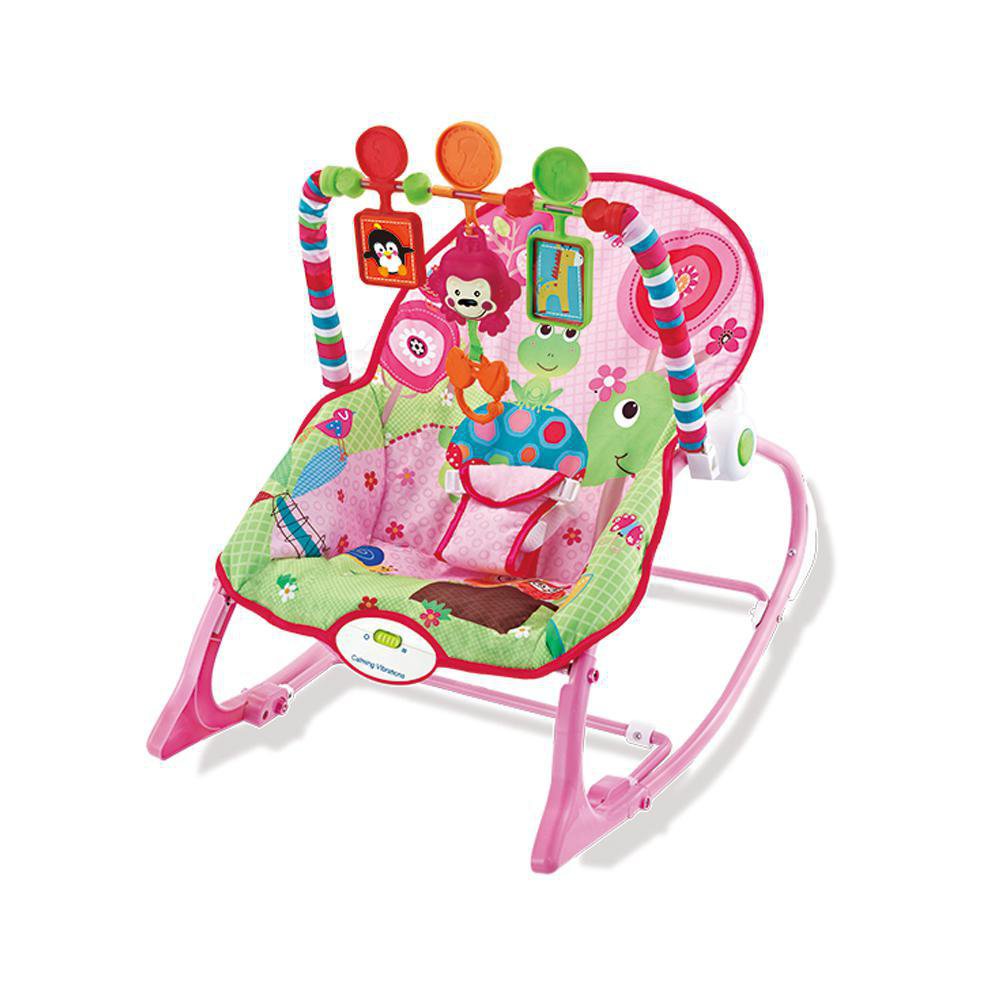 Silla Nido Mecedora para Bebé con Música, Vibración y 3 Juguetes Color Rosado