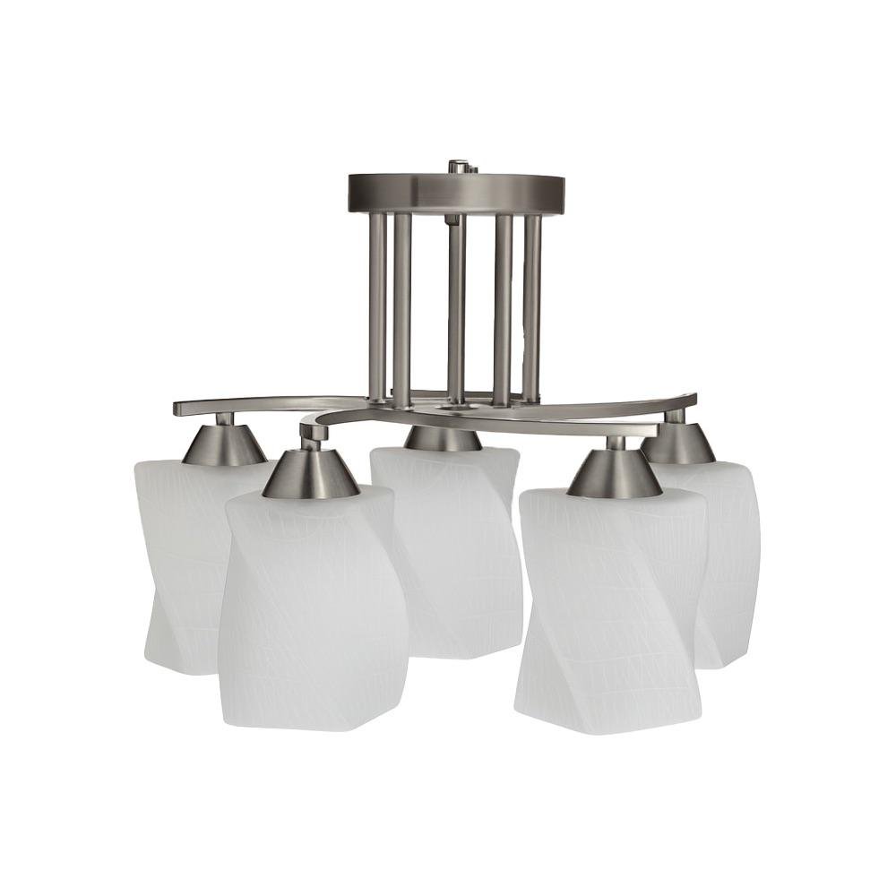Lámpara de Techo 5 Luces Vidrio Satinado Base E27 de 40 W Níquel Satinado