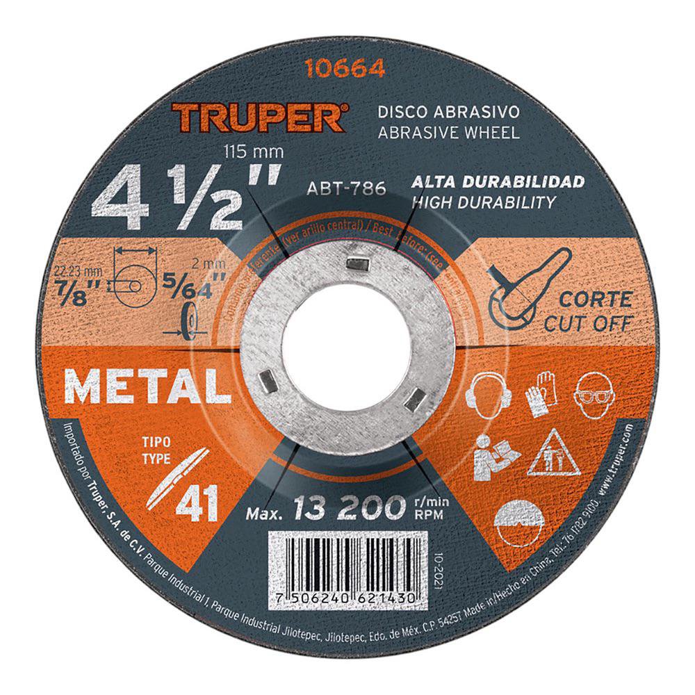 Disco Abrasivo para Corte en Metal 4-1/2 X 5/64 Plg