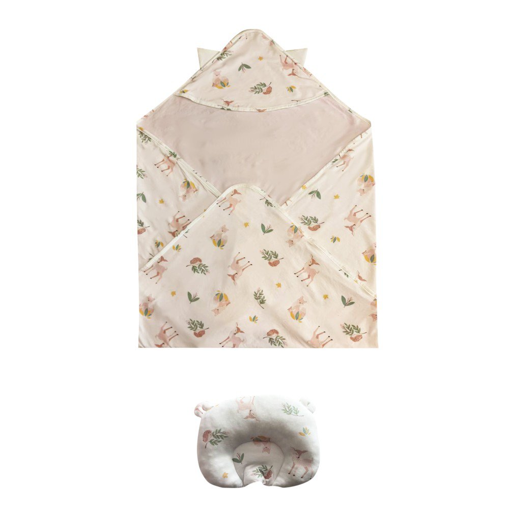 Set de Frazada con Capucha y Almohada Ergonómica para Bebé Diseño de Animalitosde de 2 Pie…