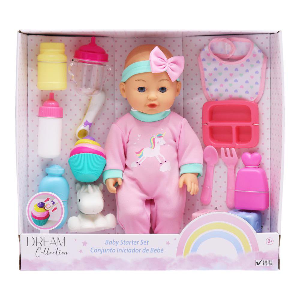 Muñeca Bebé Dream Collection con Set de Alimentación y Cuidado de 30 Cm 2+ Años Muñeca Bebé con Accesorios de Alimentación 12 Plg