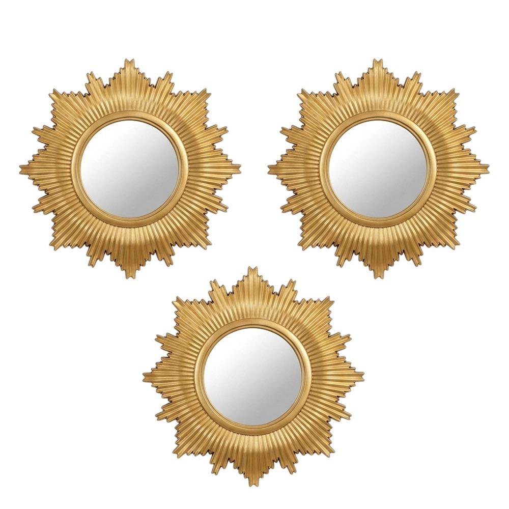 Set de 3 Espejos 25 x 25 x 1.2 cm Color Dorado Diseño Vintage