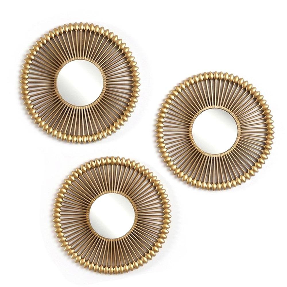 Set de 3 Espejos 25 x 25 x 1.5 cm Color Dorado Diseño Solar