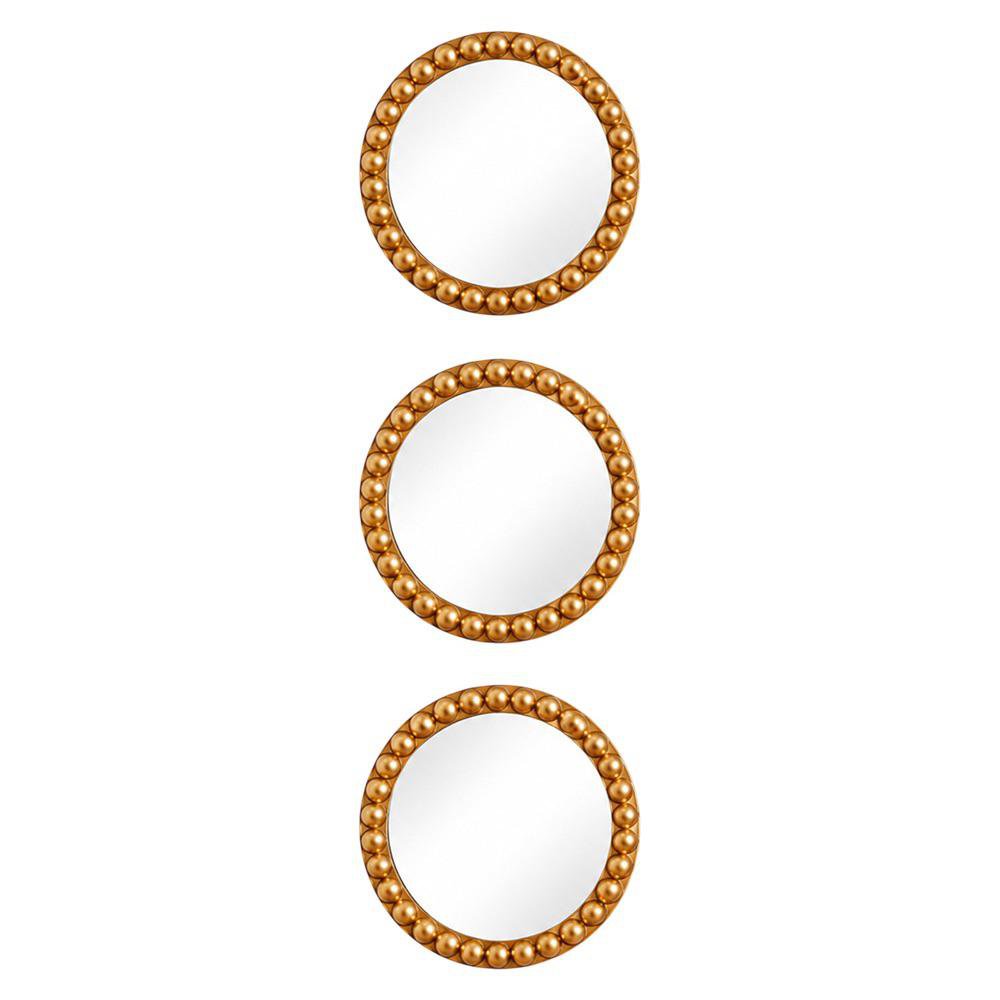 Set de 3 Espejos 25 x 25 x 2 cm Color Dorado Diseño Relieve