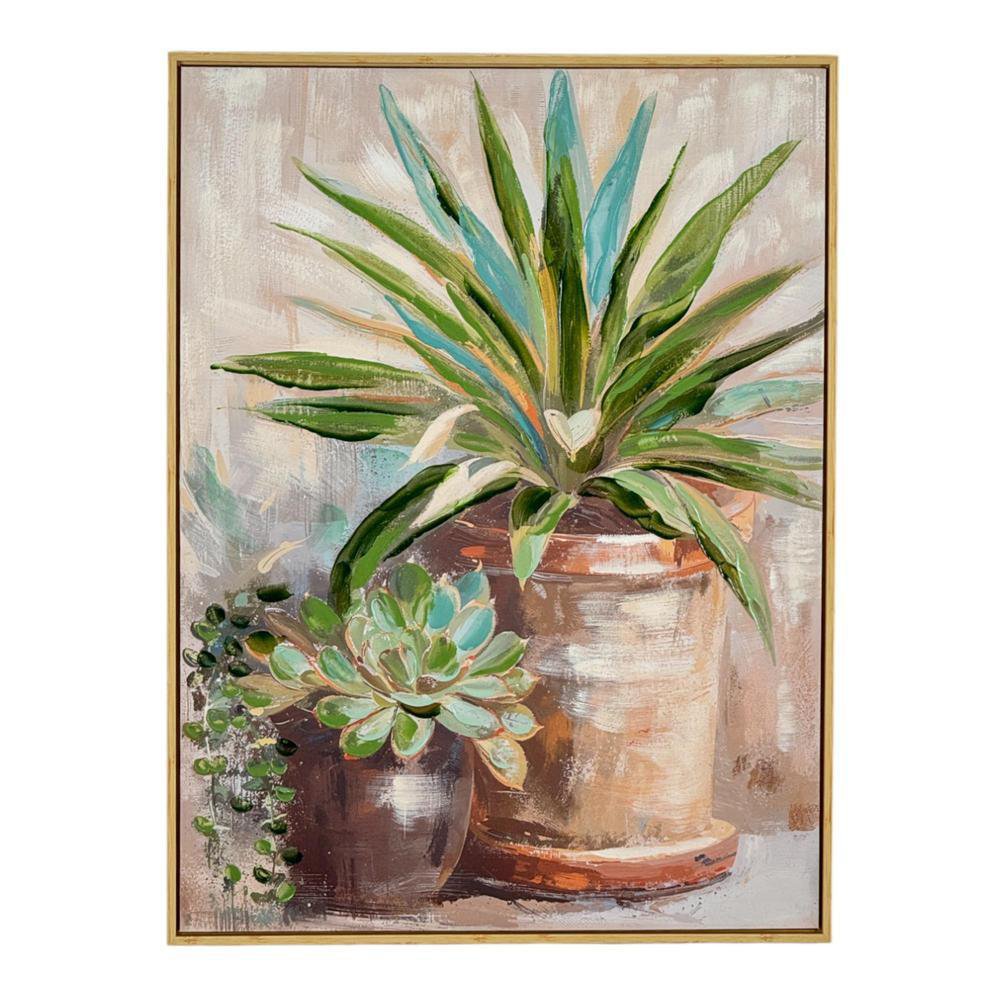 Cuadro Decorativo en Canva de 60 x 3.5 x 80 cm Diseño Plantas Ornamentales en Maceta
