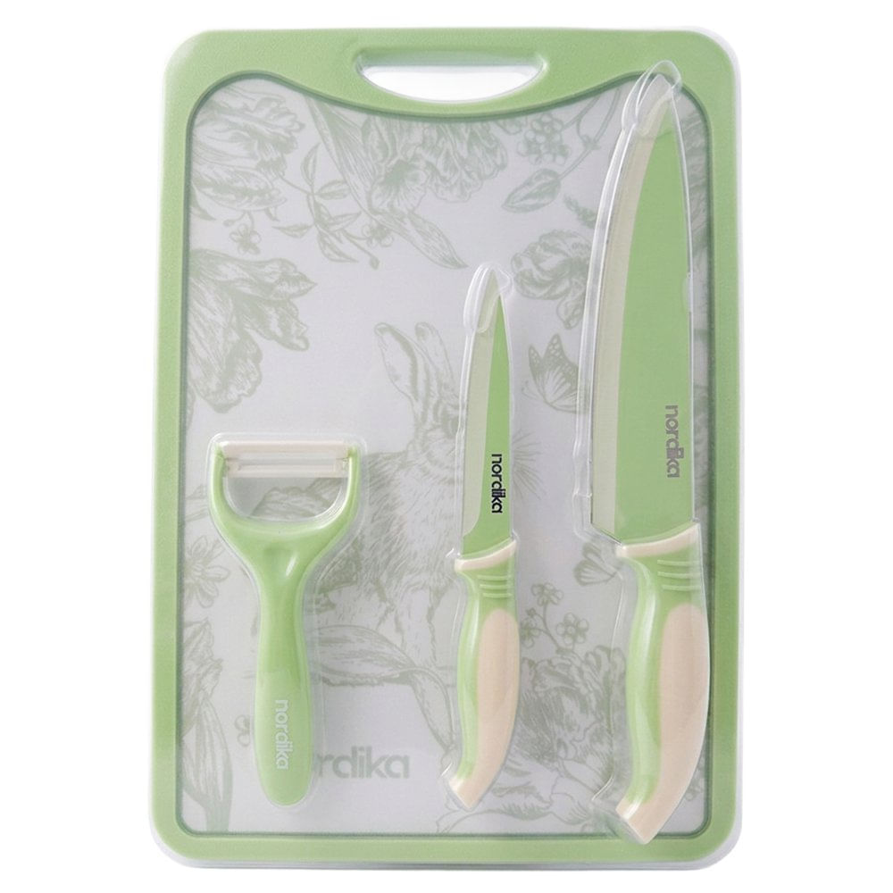 Set de 2 Cuchillos con Tabla para Picar y Pelador de Cerámica Color Verde Set de 4 Cuchill…