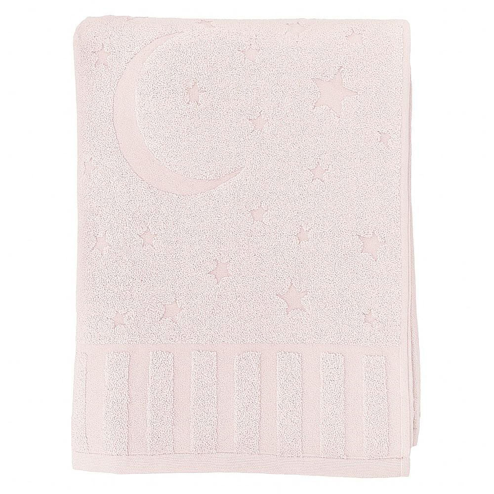 Toalla para Bebé Diseño de Estrellas y Luna Color Rosado Toalla Estrellas y Luna Rosada