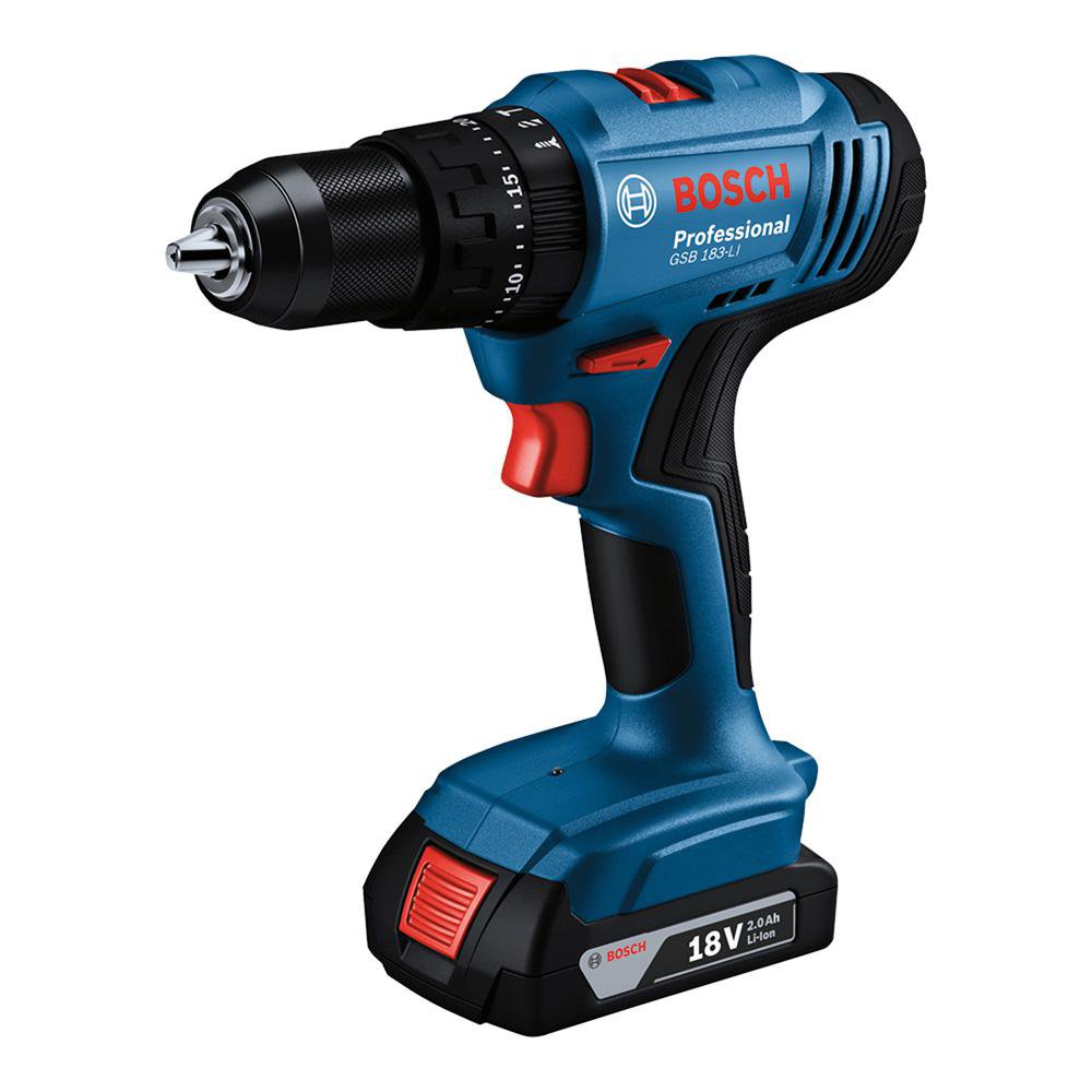 Taladro Percutor Inalámbrico Bosch 18V 1/2 Plg con 2 Baterías y Cargador