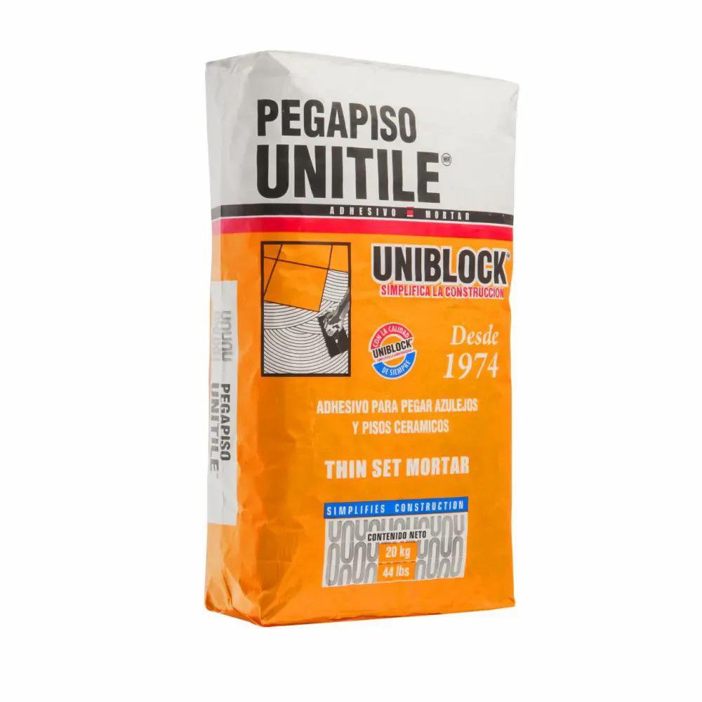 Adhesivo Unitile Uniblock Color Gris para Piso y Azulejo de 20 Kg