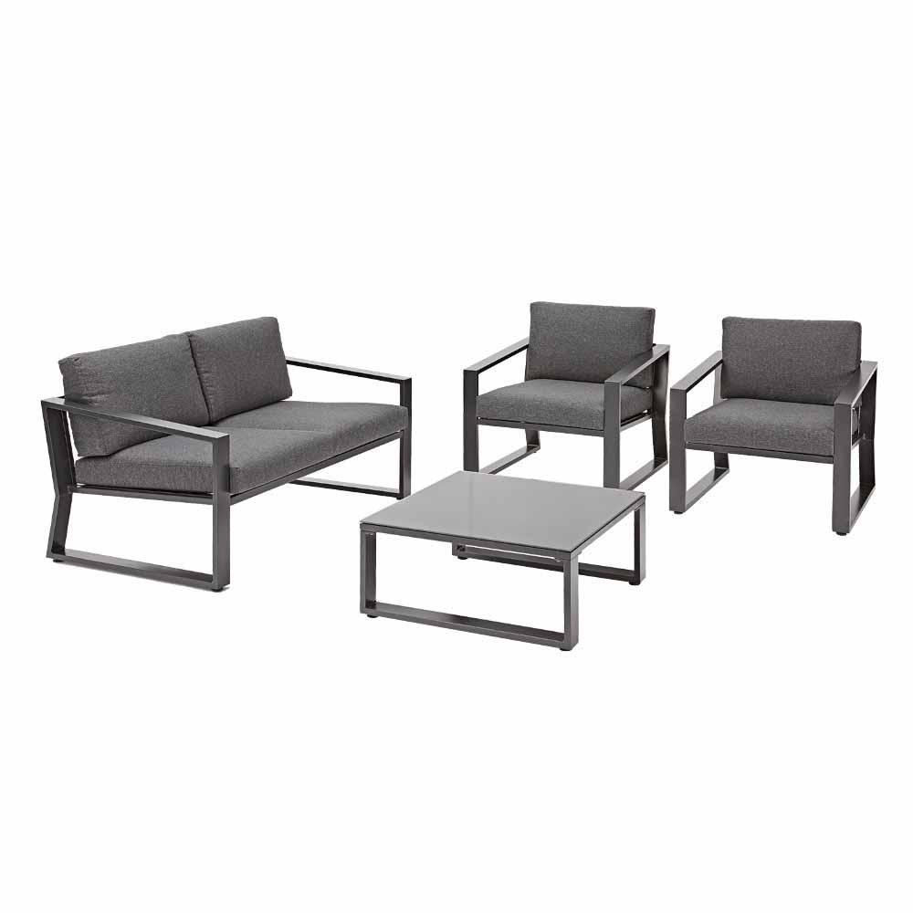 Set de Jardín Lyra de Aluminio para 4 Personas Color Gris