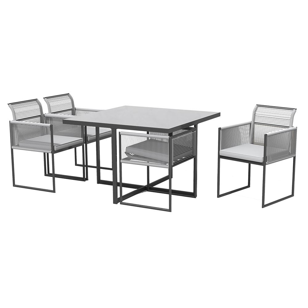 Set de Jardín Compass de Acero para 4 Personas Color Gris