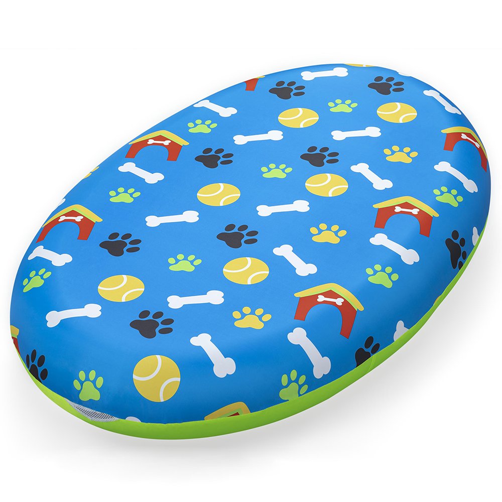 Flotador Inflable para Mascotas con Funda de Tela Removible Soporta 45 kg Diseño de Huella…
