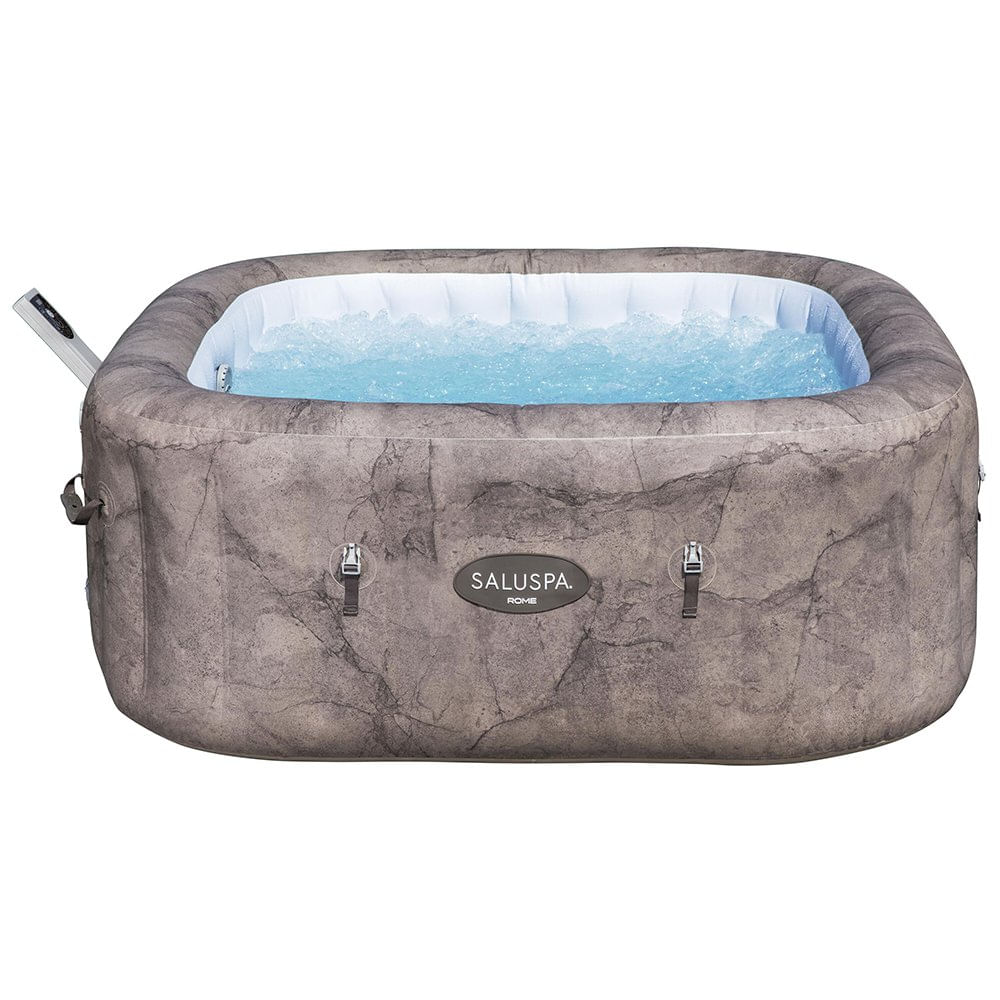 Spa Inflable Cuadrado con Hidromasaje AirJet para 6 Personas Café 180 x 71 Cm Jacuzzi Salu…