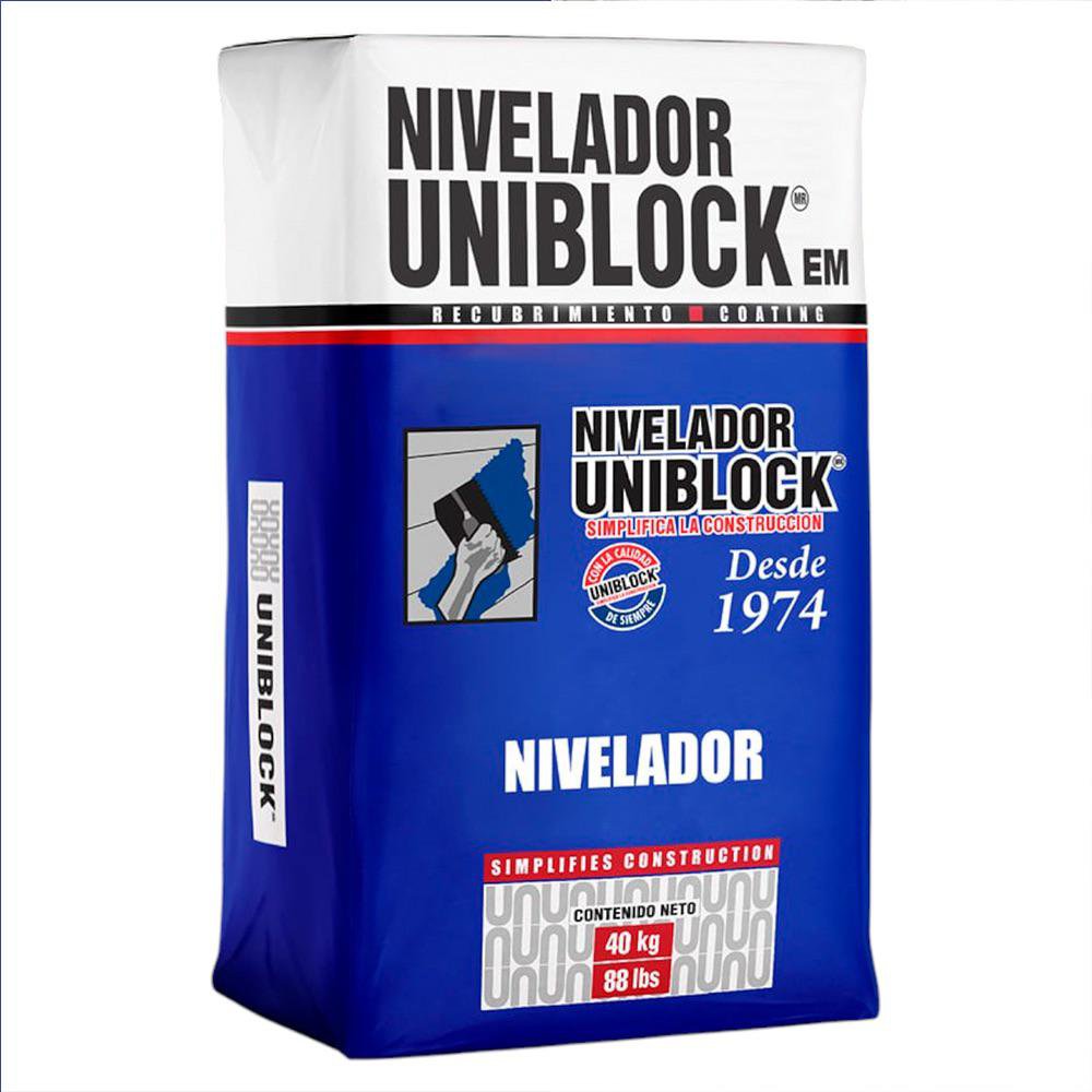 Nivelador Gris Uniblock para Muros y Plafones 40 Kg