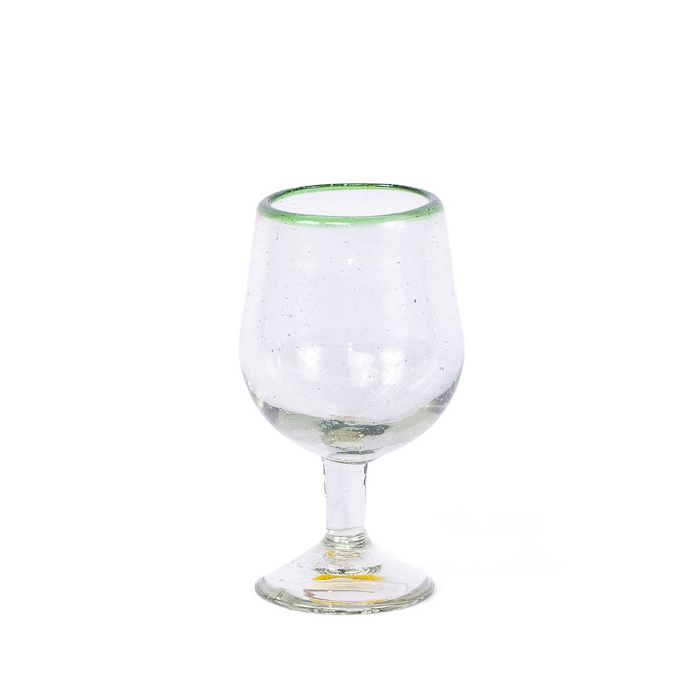 Copa de Vidrio Xela Transparente con Borde Verde