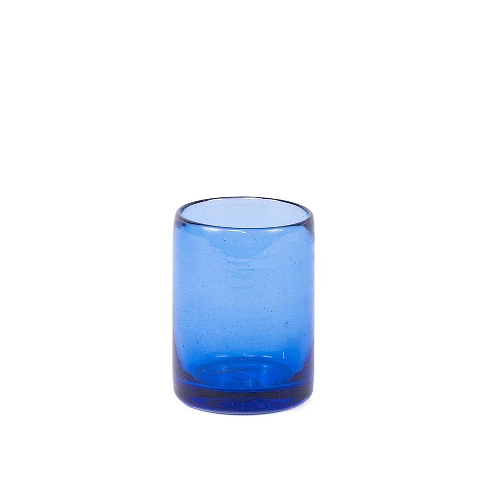 Vaso de Vidrio Piedra Pequeño Azul Cobalto Liso