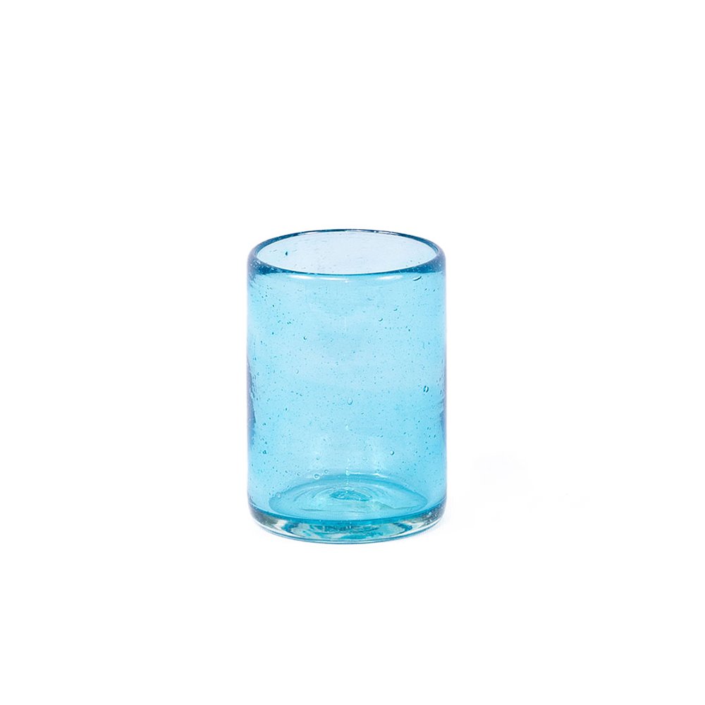 Vaso de Vidrio Piedra Pequeño Agua Marina Liso