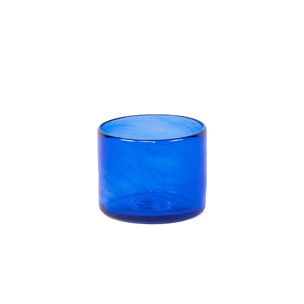 Vaso Estilo Mexicano de Vidrio Azul Cobalto
