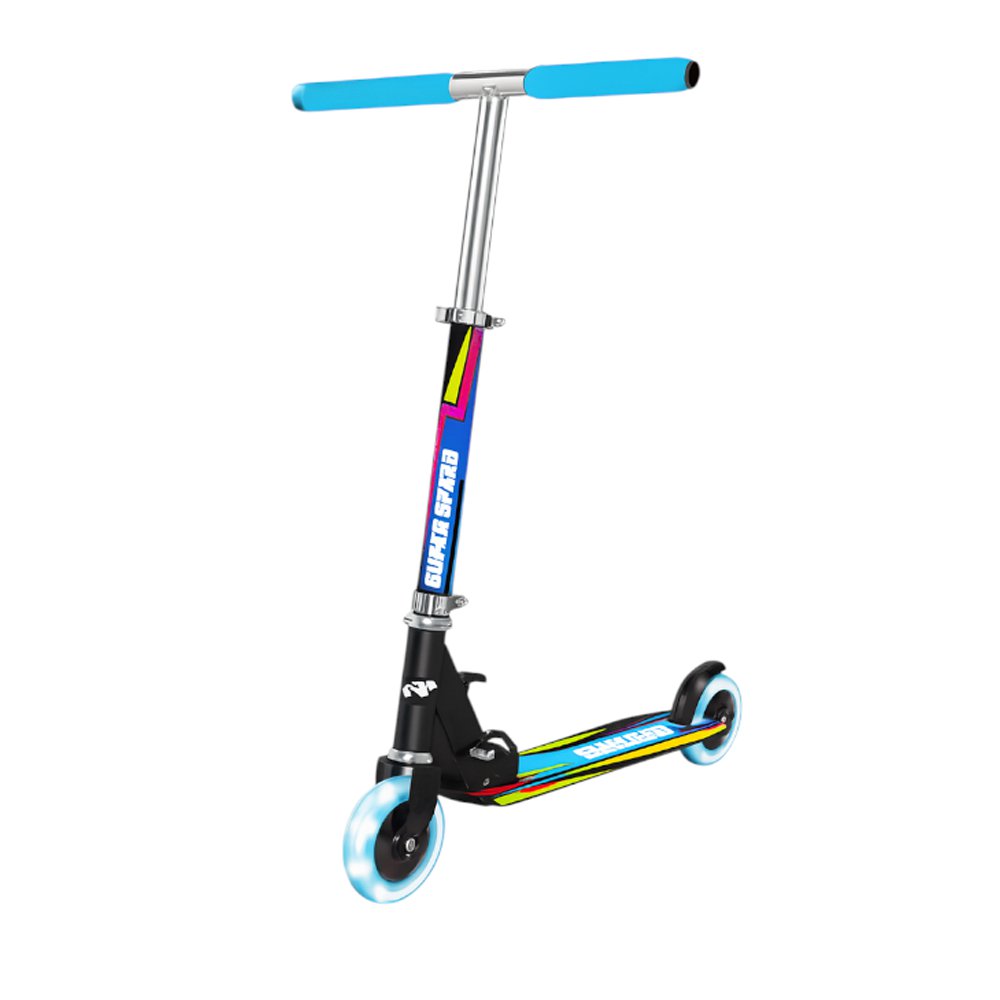 Monopatín de 2 Ruedas con Luces Plegable para Niño Color Celeste Scooter Infantil de 2 Rue…