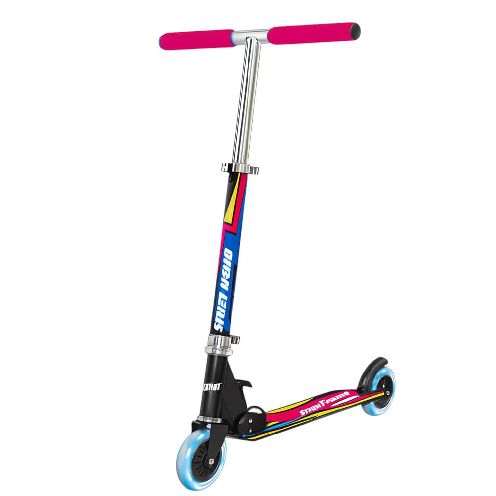 Monopatín de 2 Ruedas con Luces Plegable para Niña Color Rosado Scooter Infantil de 2 Rued…