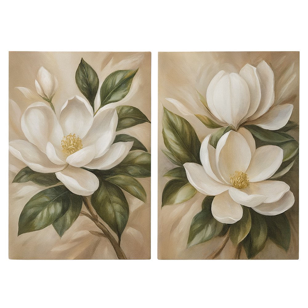 Cuadro Decorativo de Flores en Tonos Neutros Cuadro Decorativo en Canva de 60 x 3 x 90 cm…