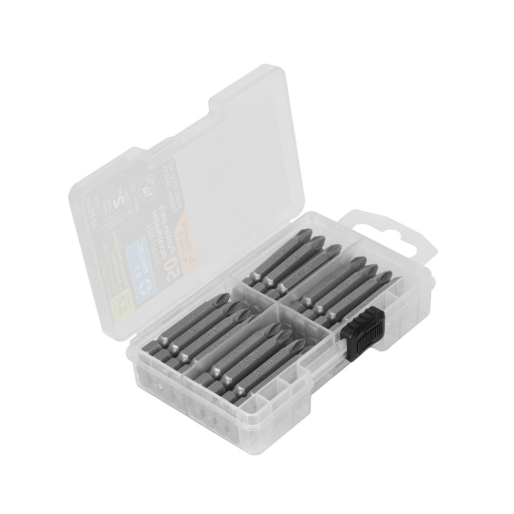 Estuche con 50 Puntas de Cruz PH2 de 2 Plg Estuche con 50 Puntas de Cruz PH2 Largo 2 Plg