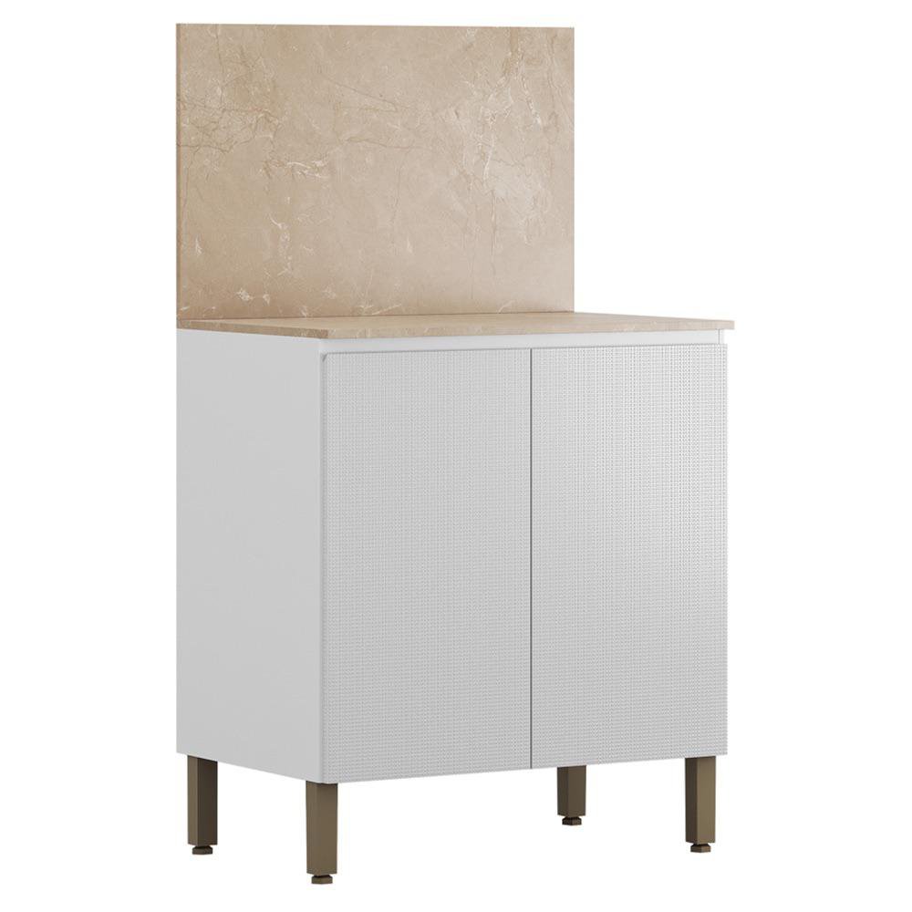 Gabinete Base Art con 2 Puertas 80 cm Color Blanco y Castaño Gabinete Base para Cocina de MDP Art con 2 Puertas 80 cm Color Blanco y Castaño