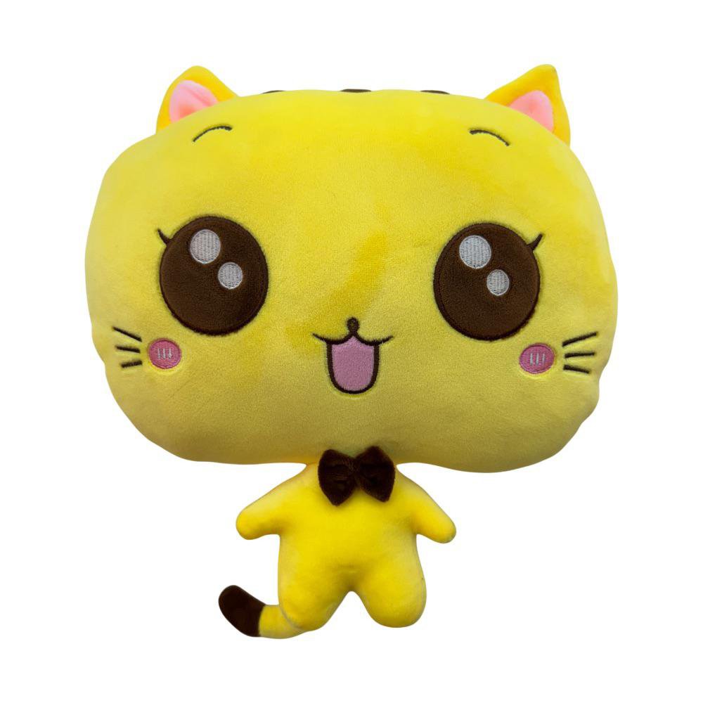 Cojín de 12 plg Diseño Gatito Color Amarillo Cojín Gatito Amarillo Sonriente