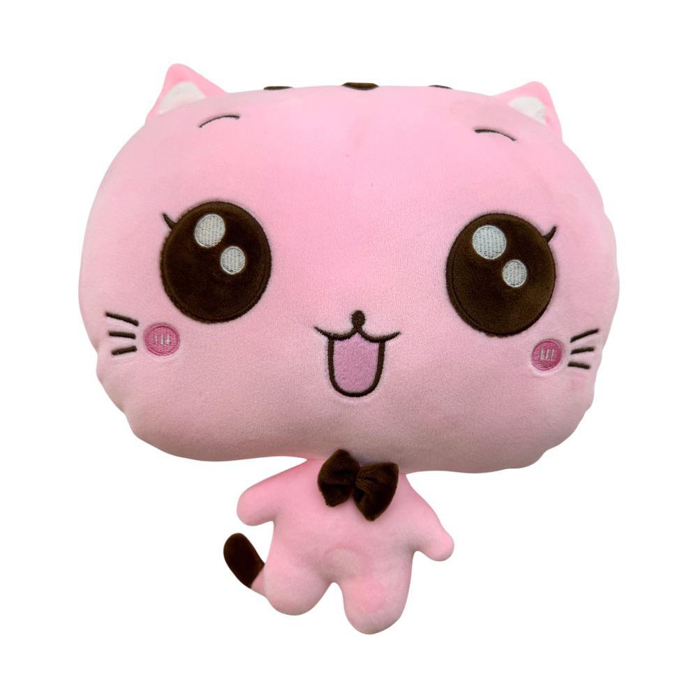 Cojín de 12 plg Diseño Gatito Color Rosado Cojín Gatito Rosa Sonriente