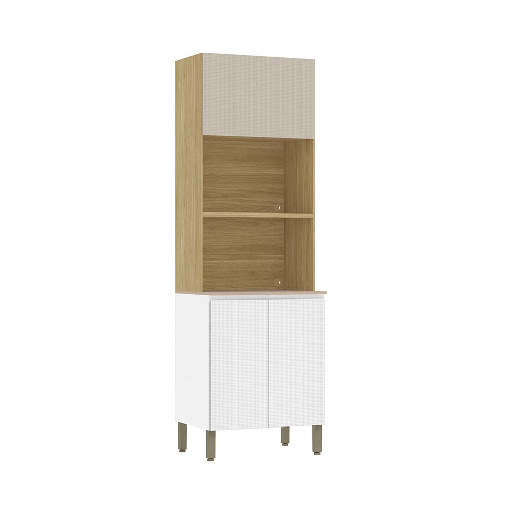 Despensa Tipo Torre Art para 2 Hornos Color Castaño y Blanco