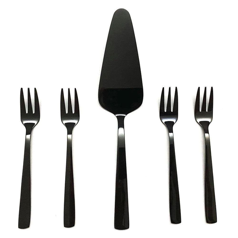 Set de 5 Cubiertos para Pastel Color Negro