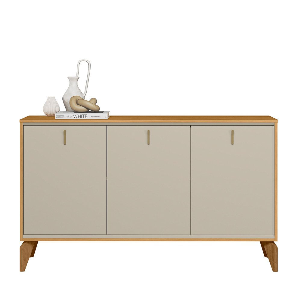 Bufetera Brisa de MDP 136 x 80 x 36 cm Color Beige y Natural con 3 Puertas