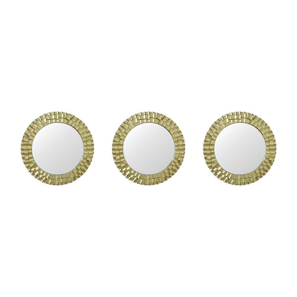 Set de 3 Espejos 25 x 25 x 1.8 cm Color Champán Diseño Circular