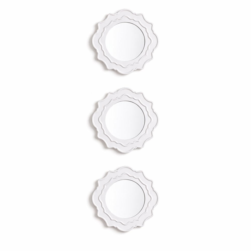 Set de 3 Espejos 25 x 25 x 1.8 cm Color Blanco Diseño Sol