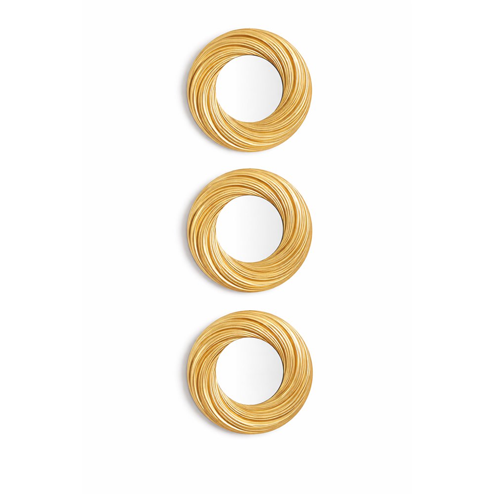 Set de 3 Espejos 24.5 x 24.5 cm Color Dorado Diseño Circular