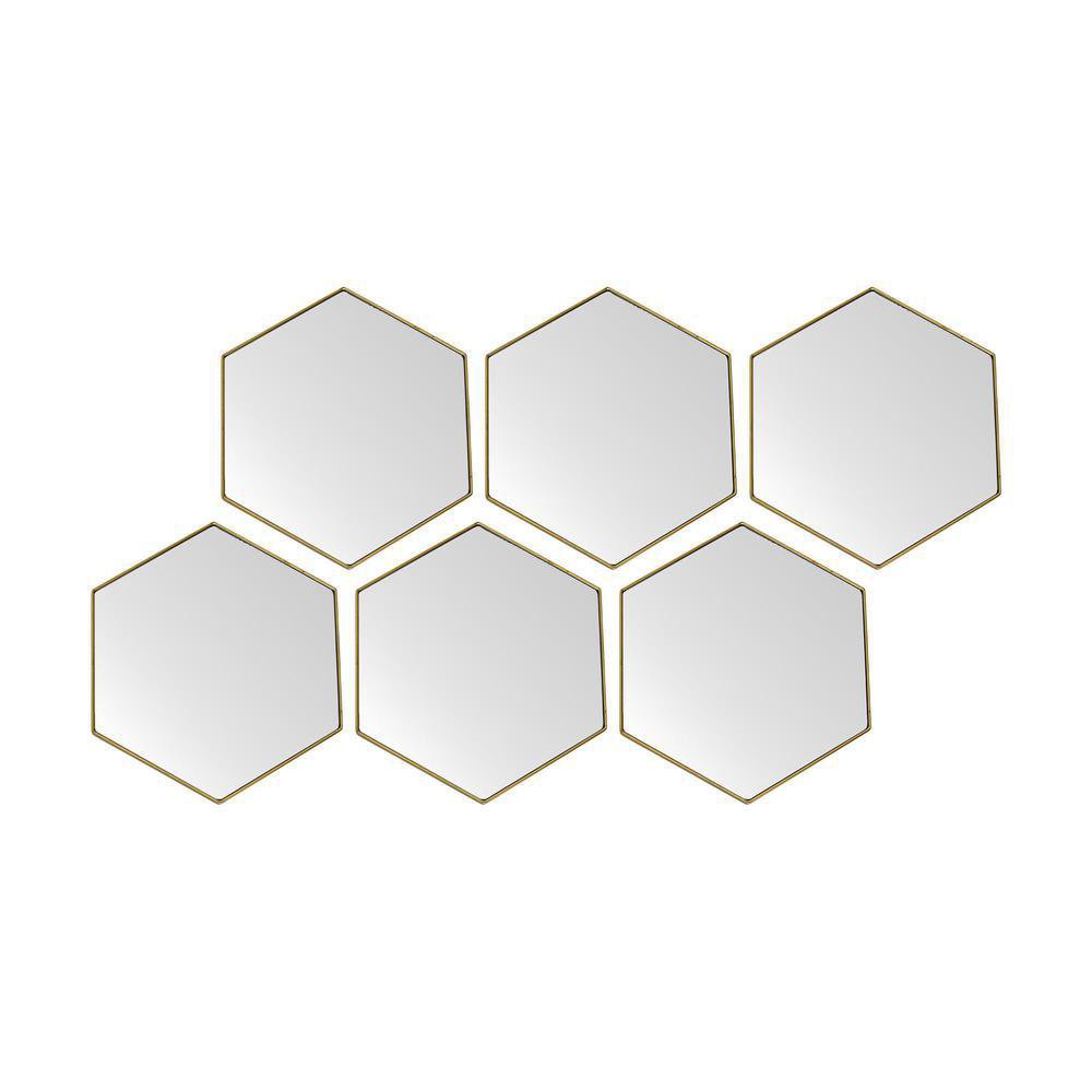 Set de 6 Espejos 20 x 23 cm Color Dorado Diseño Panal